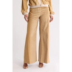 TWP Styles Two-Tone Corduroy Pants Camel Wide Leg Mid Rise Size 6